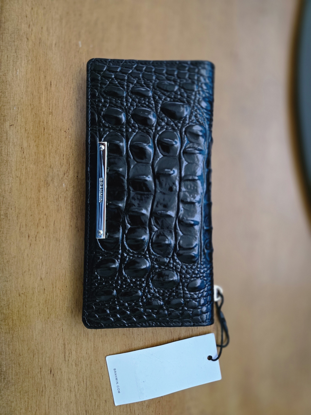 Brahmin Ady Black Croc-Embossed Leather Wallet